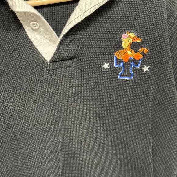Vtg Disney Store Winnie the Pooh Tigger Waffle Henley Shirt Contrast Collar - Picture 16 of 16